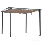 Outsunny Foisor Pergola de Gradina 3x3 m cu Acoperis Retractabil, Pergola din Aluminiu cu Acoperis Retractabil Anti UV, Gri | Aosom Romania 