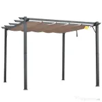 Outsunny Foisor Pergola de Gradina 3x3 m cu Acoperis Retractabil
