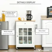 HOMCOM Cărucior Bucătărie Compact, Multifuncțional, Spațiu Depozitare, 67x48x86.5cm, Design Modern, Alb | Aosom Romania