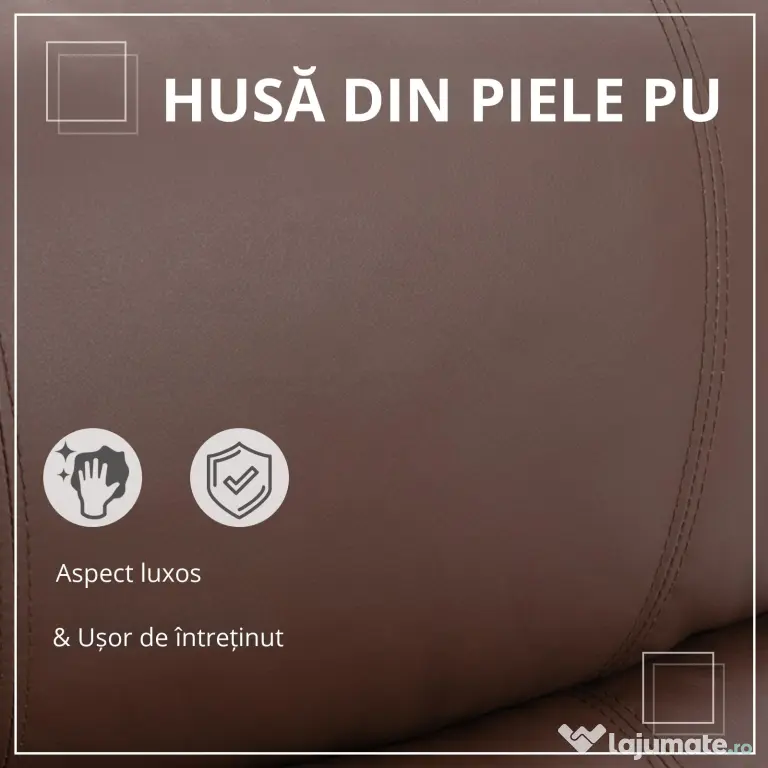 Fotoliu Relax Manual cu Spatar Rabatabil si Taburet din Piele Sintetica Maro HOMCOM | Aosom Romania