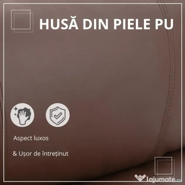 Fotoliu Relax Manual cu Spatar Rabatabil si Taburet din Piele Sintetica Maro HOMCOM | Aosom Romania