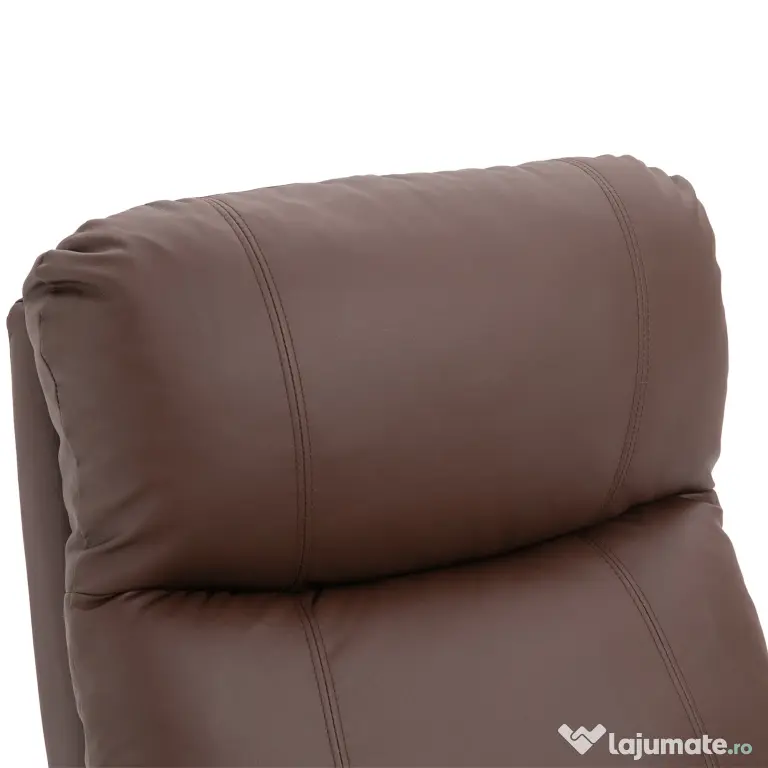 Fotoliu Relax Manual cu Spatar Rabatabil si Taburet din Piele Sintetica Maro HOMCOM | Aosom Romania