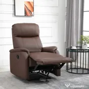 HOMCOM Fotoliu Relax Manual cu Spătar Reclinabil – Piele Sintetică Maro 