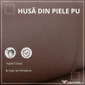 HOMCOM Fotoliu Relax Manual cu Spătar Reclinabil – Piele Sintetică Maro 