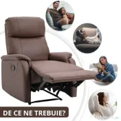 HOMCOM Fotoliu Relax Manual cu Spătar Reclinabil – Piele Sintetică Maro 