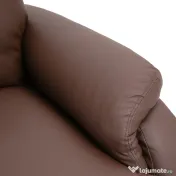 HOMCOM Fotoliu Relax Manual cu Spătar Reclinabil – Piele Sintetică Maro 