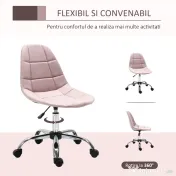 Vinsetto Scaun Pivotant pentru Birou Ergonomic Reglabil Roz 
