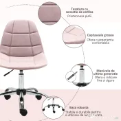 Vinsetto Scaun Pivotant pentru Birou Ergonomic Reglabil Roz 