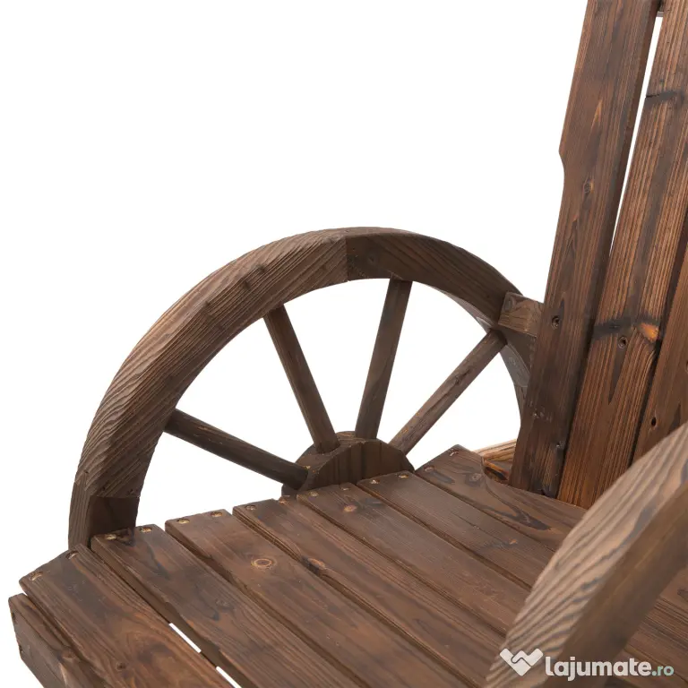 Outsunny Scaun Balansoar de Gradina din Lemn de Molid, Culoarea Lemn 88x68x92cm | Aosom Romania