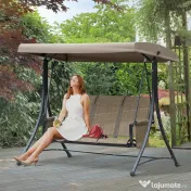 Balansoar de Gradina Outsunny cu 3 scaune Acoperis, Buzunare de depozitare | Aosom Romania