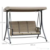 Balansoar de Gradina Outsunny cu 3 scaune Acoperis, Buzunare de depozitare | Aosom Romania