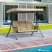 Balansoar de Gradina Outsunny cu 3 scaune Acoperis, Buzunare de depozitare | Aosom Romania