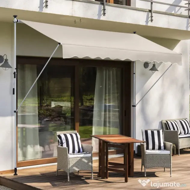 Outsunny Copertina Solară Extensibilă cu Manivelă, Structură Metalică Telescopică, Poliester, 400x120 cm | Aosom Romania