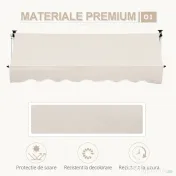 Outsunny Copertina Solară Extensibilă cu Manivelă, Structură Metalică Telescopică, Poliester, 400x120 cm | Aosom Romania 