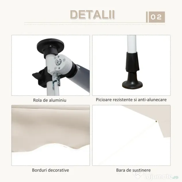 Outsunny Copertina Solară Extensibilă cu Manivelă, Structură Metalică Telescopică, Poliester, 400x120 cm | Aosom Romania