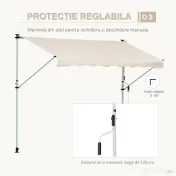 Outsunny Copertina Solară Extensibilă cu Manivelă, Structură Metalică Telescopică, Poliester, 400x120 cm | Aosom Romania 