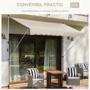 Outsunny Copertina Solară Extensibilă cu Manivelă, Structură Metalică Telescopică, Poliester, 400x120 cm | Aosom Romania 