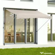 Outsunny Copertina Solară Extensibilă cu Manivelă, Structură Metalică Telescopică, Poliester, 400x120 cm | Aosom Romania 