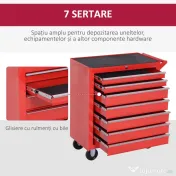 DURHAND Cărucior de unelte, 2 sertare mici și 5 sertare mari, oțel, până la 150 kg, 69 x 33 x 75 cm, roșu | Aosom Romania