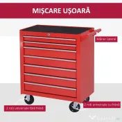 DURHAND Cărucior de unelte, 2 sertare mici și 5 sertare mari, oțel, până la 150 kg, 69 x 33 x 75 cm, roșu | Aosom Romania