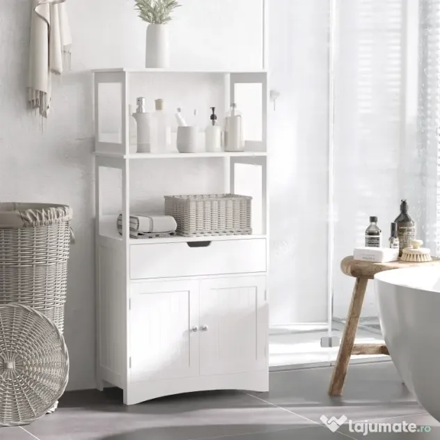 kleankin Dulap multifunctional cu rafturi, MDF, 60x33x122.5 cm, Alb