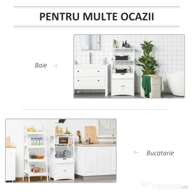 kleankin Dulap multifunctional cu rafturi, MDF, 60x33x122.5 cm, Alb