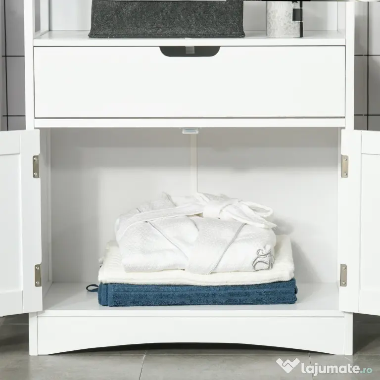 kleankin Dulap multifunctional cu rafturi, MDF, 60x33x122.5 cm, Alb