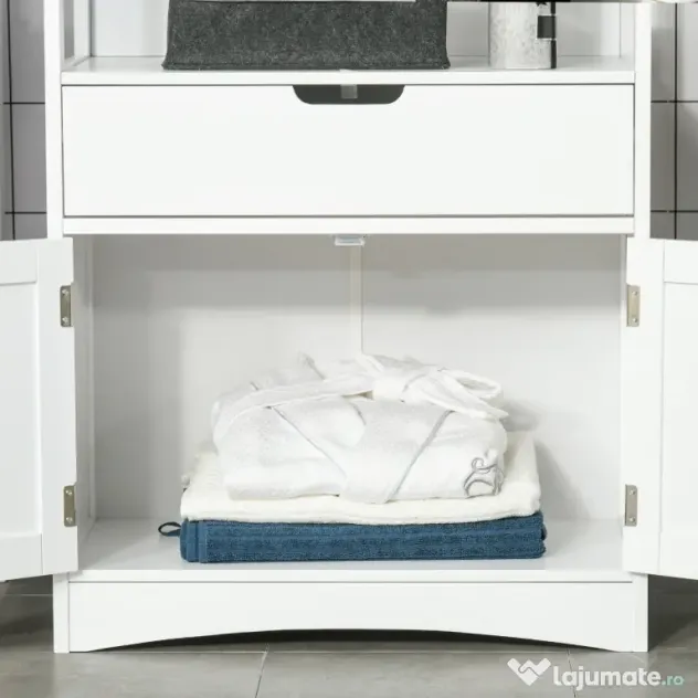 kleankin Dulap multifunctional cu rafturi, MDF, 60x33x122.5 cm, Alb
