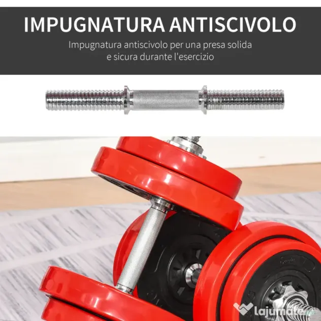 HOMCOM Set Haltere și Gantere 20 kg, Discuri Acoperite în PP, Antrenament Forță și Fitness Acasă | Aosom Romania