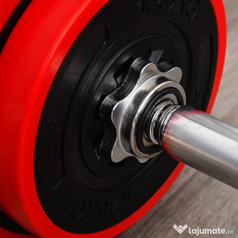 HOMCOM Set Haltere și Gantere 20 kg, Discuri Acoperite în PP, Antrenament Forță și Fitness Acasă | Aosom Romania