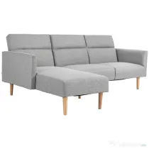 HOMCOM Canapea Extensibila cu 3 Locuri, Canapea pe Colt din Tesatura Gri cu Spatar Reglabil, Stil Scandinav, 207x146x80cm | Aosom Romania