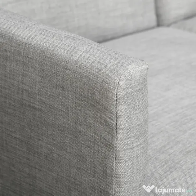 HOMCOM Canapea Extensibila cu 3 Locuri, Canapea pe Colt din Tesatura Gri cu Spatar Reglabil, Stil Scandinav, 207x146x80cm | Aosom Romania