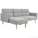 HOMCOM Canapea Extensibila pe Colt cu 3 Locuri din Tesatura Gri Reglabila Stil Scandinav