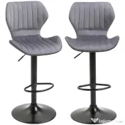 Set 2 scaune bar, inaltime reglabila, imitatie catifea HOMCOM | Aosom Romania
