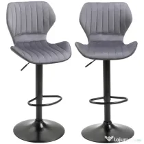 Set 2 scaune bar, inaltime reglabila, imitatie catifea HOMCOM | Aosom Romania