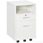 Vinsetto Dulap cu Sertare Blocabile, 2 Chei Incluse, cu 5 roti cu rotatie la 360°, cu 2 Chei, Alb