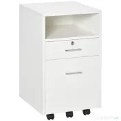 Vinsetto Dulap cu Sertare Blocabile, 2 Chei Incluse, cu 5 roti cu rotatie la 360°, Spațiu Optimizat, Alb | Aosom Romania