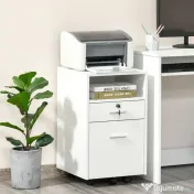 Vinsetto Dulap cu Sertare Blocabile, 2 Chei Incluse, cu 5 roti cu rotatie la 360°, Spațiu Optimizat, Alb | Aosom Romania