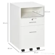 Vinsetto Dulap cu Sertare Blocabile, 2 Chei Incluse, cu 5 roti cu rotatie la 360°, Spațiu Optimizat, Alb | Aosom Romania