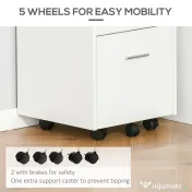 Vinsetto Dulap cu Sertare Blocabile, 2 Chei Incluse, cu 5 roti cu rotatie la 360°, Spațiu Optimizat, Alb | Aosom Romania