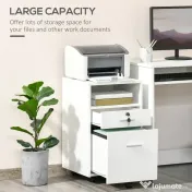 Vinsetto Dulap cu Sertare Blocabile, 2 Chei Incluse, cu 5 roti cu rotatie la 360°, Spațiu Optimizat, Alb | Aosom Romania