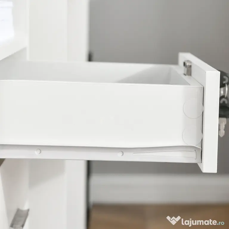 Vinsetto Dulap cu Sertare Blocabile, 2 Chei Incluse, cu 5 roti cu rotatie la 360°, Spațiu Optimizat, Alb | Aosom Romania