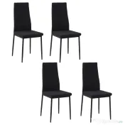 HOMCOM Set 4 scaune captusite pentru camera de zi, moderne, din metal si material textil Negru 