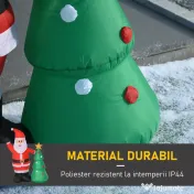 HOMCOM Mos Craciun Gonflabil cu Brad, Decoratiune de Craciun pentru Exterior cu Lumini cu LED | Aosom Romania