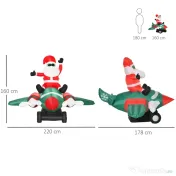 HOMCOM Mos Craciun gonflabil pe Elicopter cu Lumini LED Integrate pentru Exterior 