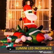 HOMCOM Mos Craciun gonflabil pe Elicopter cu Lumini LED Integrate pentru Exterior 