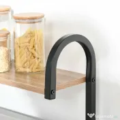 HOMCOM Etajere de bucatarie - etajera cuptor cu microunde - mobilier cuptor cu microunde - 3 rafturi, raft, carlige - panouri de particule aspect stejar deschis cadru metal negru | Aosom Romania 