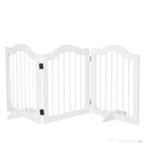 PawHut Gard Pliabil din Lemn pentru Câini, Design cu 3 Secțiuni, 154.5x29.5x61 cm, Alb | Aosom Romania