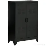 HOMCOM Dulapior Multifunctional cu 2 Usi Stil Industrial, Dulapior Metalic pentru Casa si Garaj - Gri