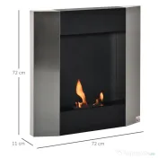HOMCOM Semineu Bioetanol de Perete cu Rezervor de 0,7 l incalzitor cu Acoperire 20 m², aparat de incalzire din Otel  | Aosom Romania 